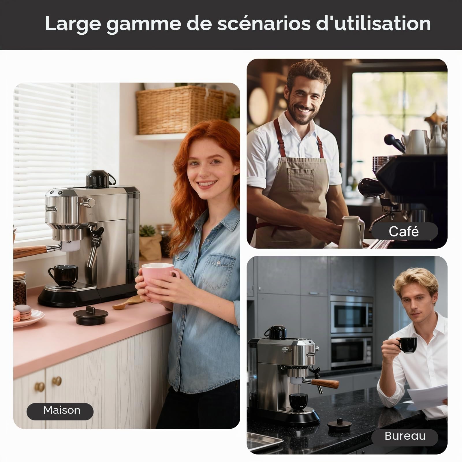 Porte-Filtre Sans Fond 51mm Compatible DeLonghi Dedica EC680/EC685/EC885, Poignée Espresso 3 Oreilles Acier Inoxydable avec Puck Screen & Entonnoir, Poignée Bois