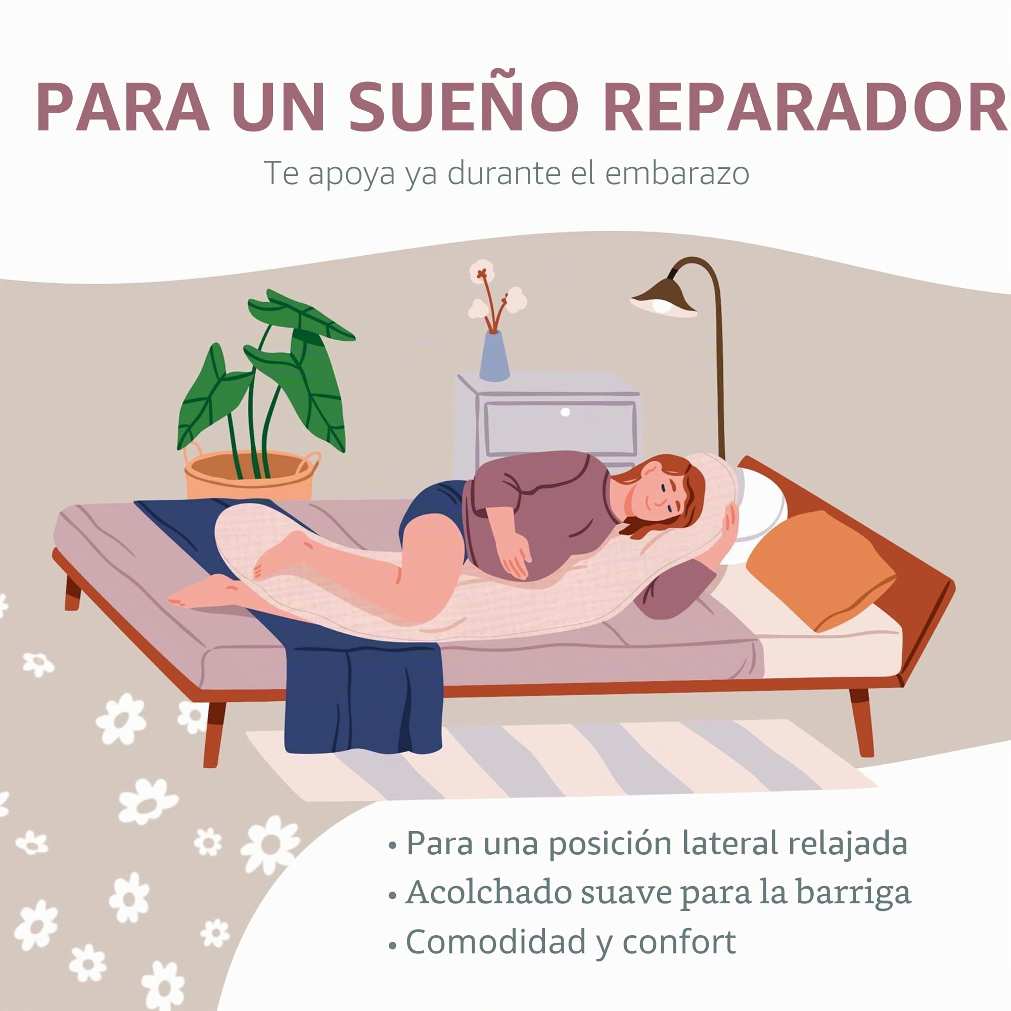 Theraline Almohada Embarazada XXL Dodo Pillow by Cojin Lactancia Bebé con Funda de Muselina de Algodón 180 cm - Relleno de Perlas EPS - Sin Sustancias Nocivas - Lavable a Máquina - Beige