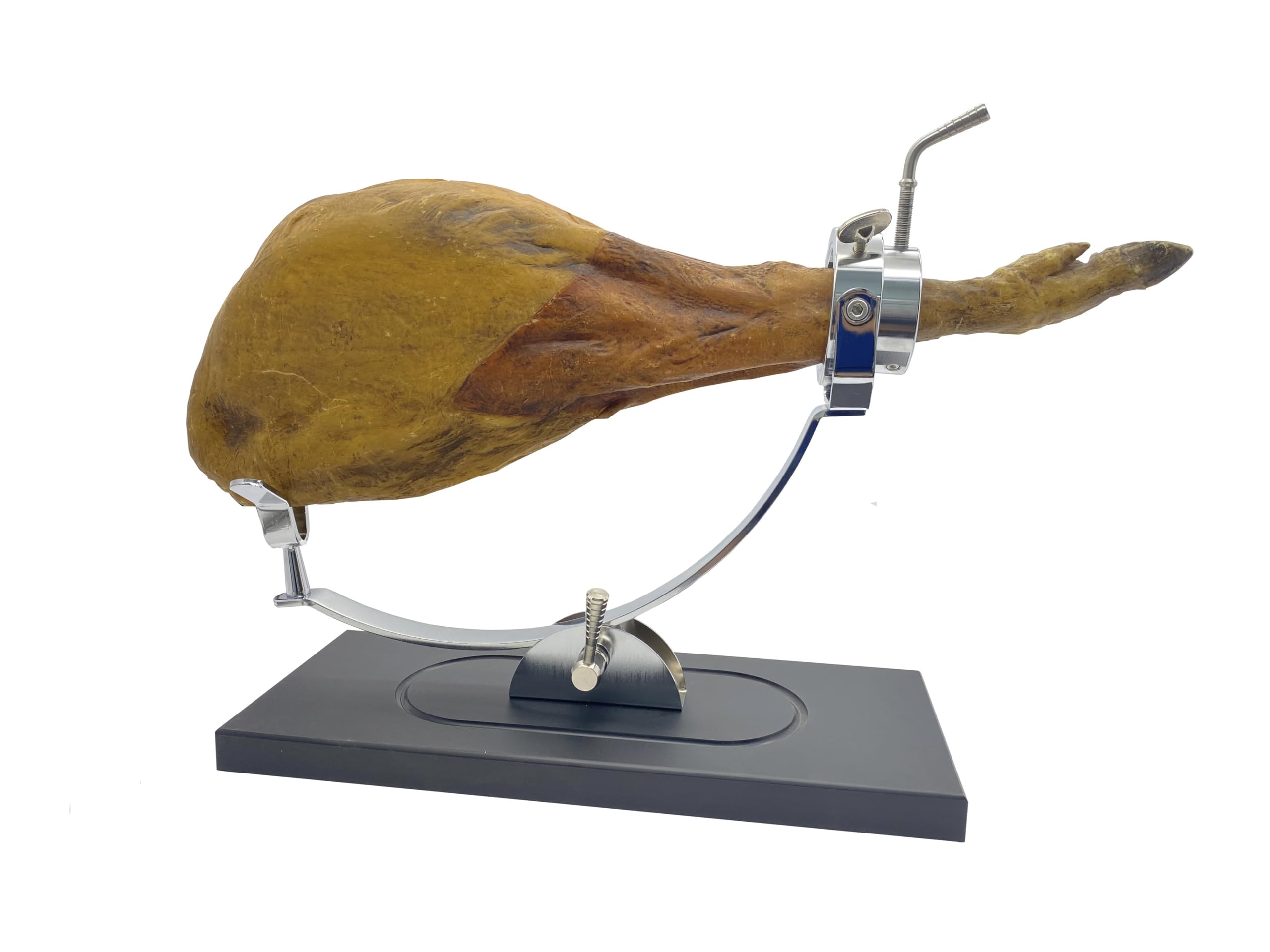 FERRETERIA LEPANTO Jamonero Profesional Giratorio y basculante, Soporte jamonero con Base de Fibra Negra Modelo Serrano (Set Arcos Burdeos)