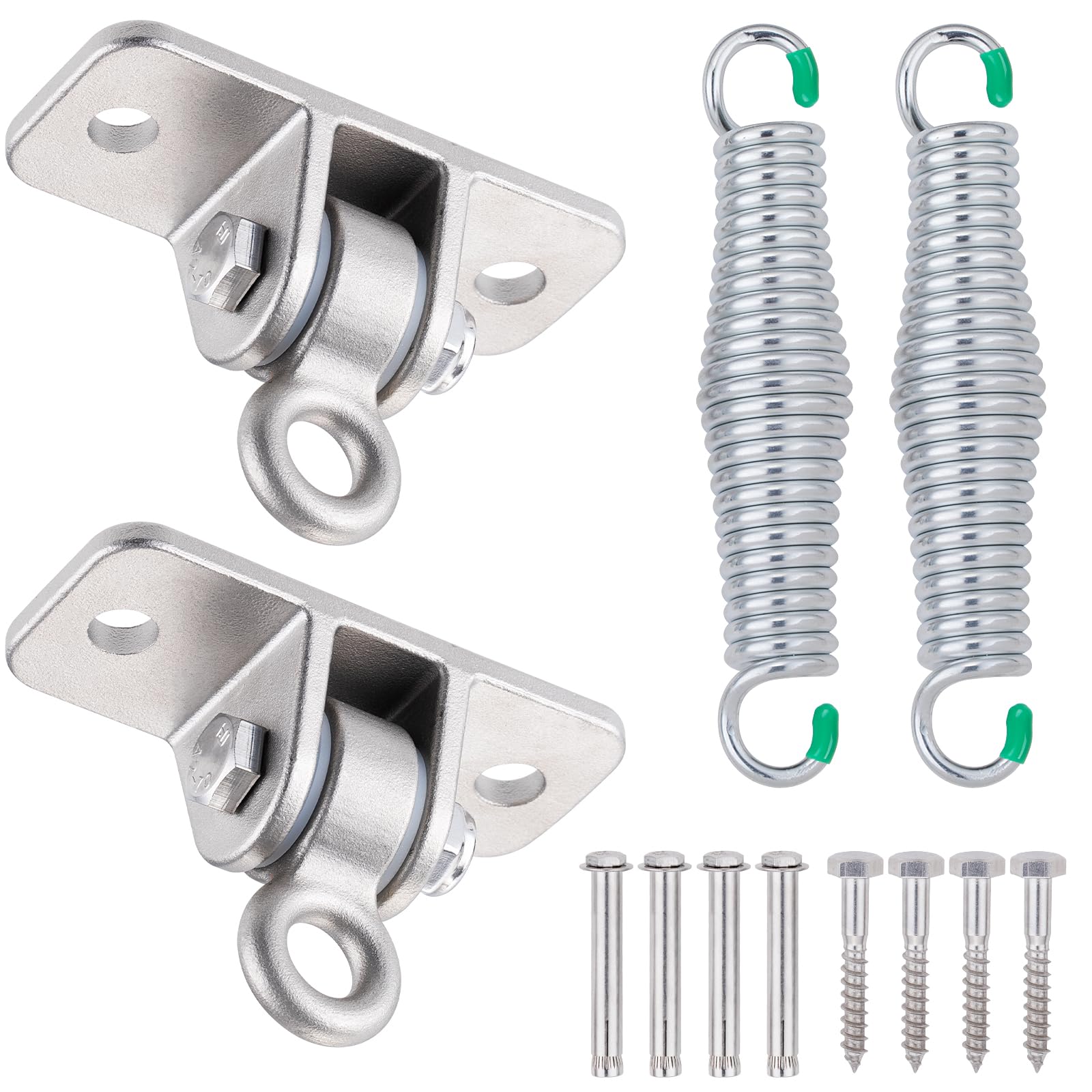 Photo 1 of **SPRINGS ONLY***Wishtofly Porch Swing Hanging Kit, Heavy Duty 304 Stainless Steel Swing Hangers Set with Galvanized Iron Springs for Hammock Chairs or Ceiling Mount Porch or Patio Swings, Screws and Bolts Included