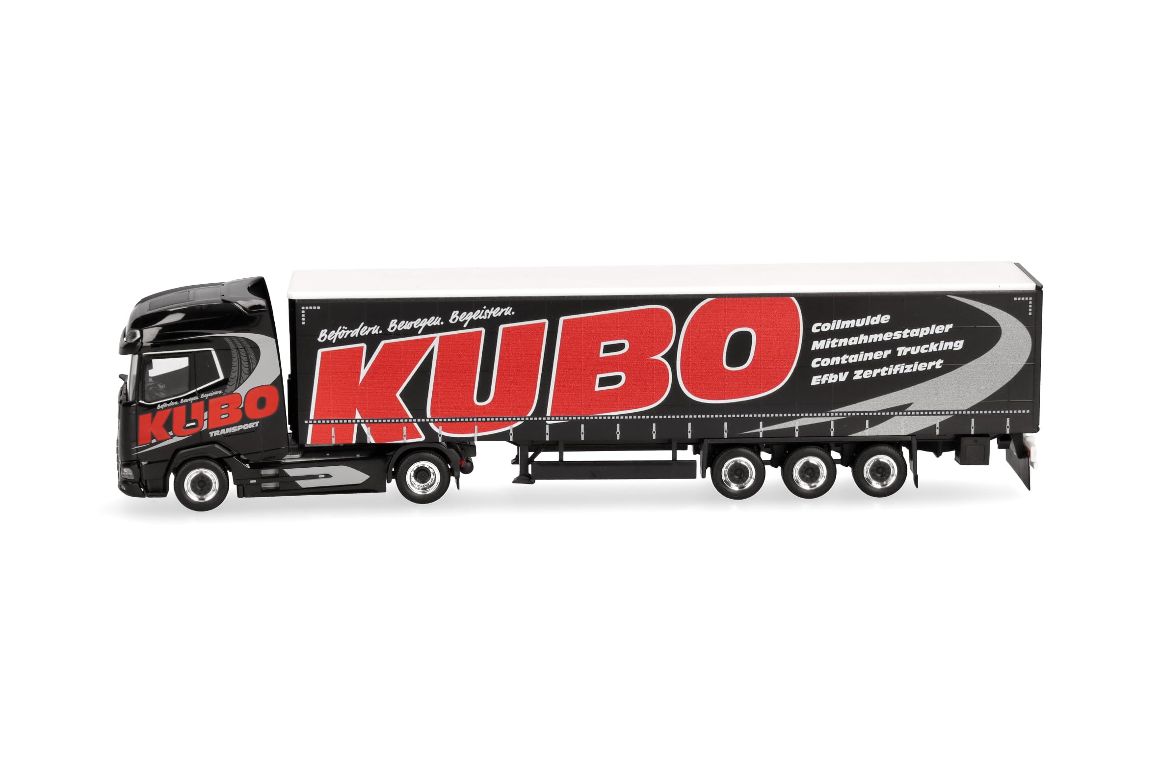 Herpa LKW Modell DAF XG+ Gardinenplanen-Sattelzug Kubo, Miniatur im Maßstab 1:87, Sammlerstück, Made in Germany, Kunststoff