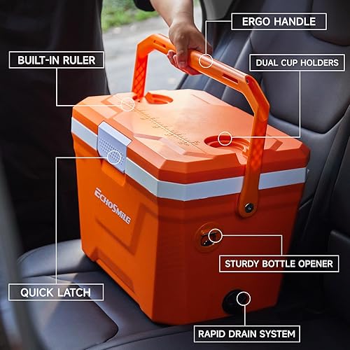 Miniatura 6 de Enfriador portátil ultraligero EchoSmile 20L/21qt, caja de pecho de hielo aislada al aire libre