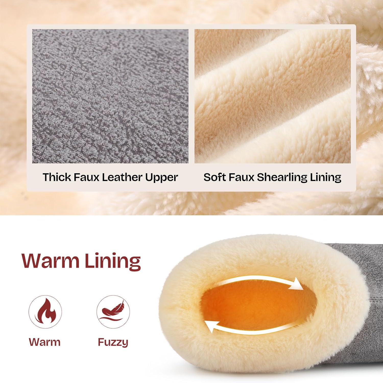 EverFoams Women's Microsuede Cozy Memory Foam Winter Slippers with Fuzzy Faux Fur Collar and Indoor Outdoor Rubber Sole - Image 4