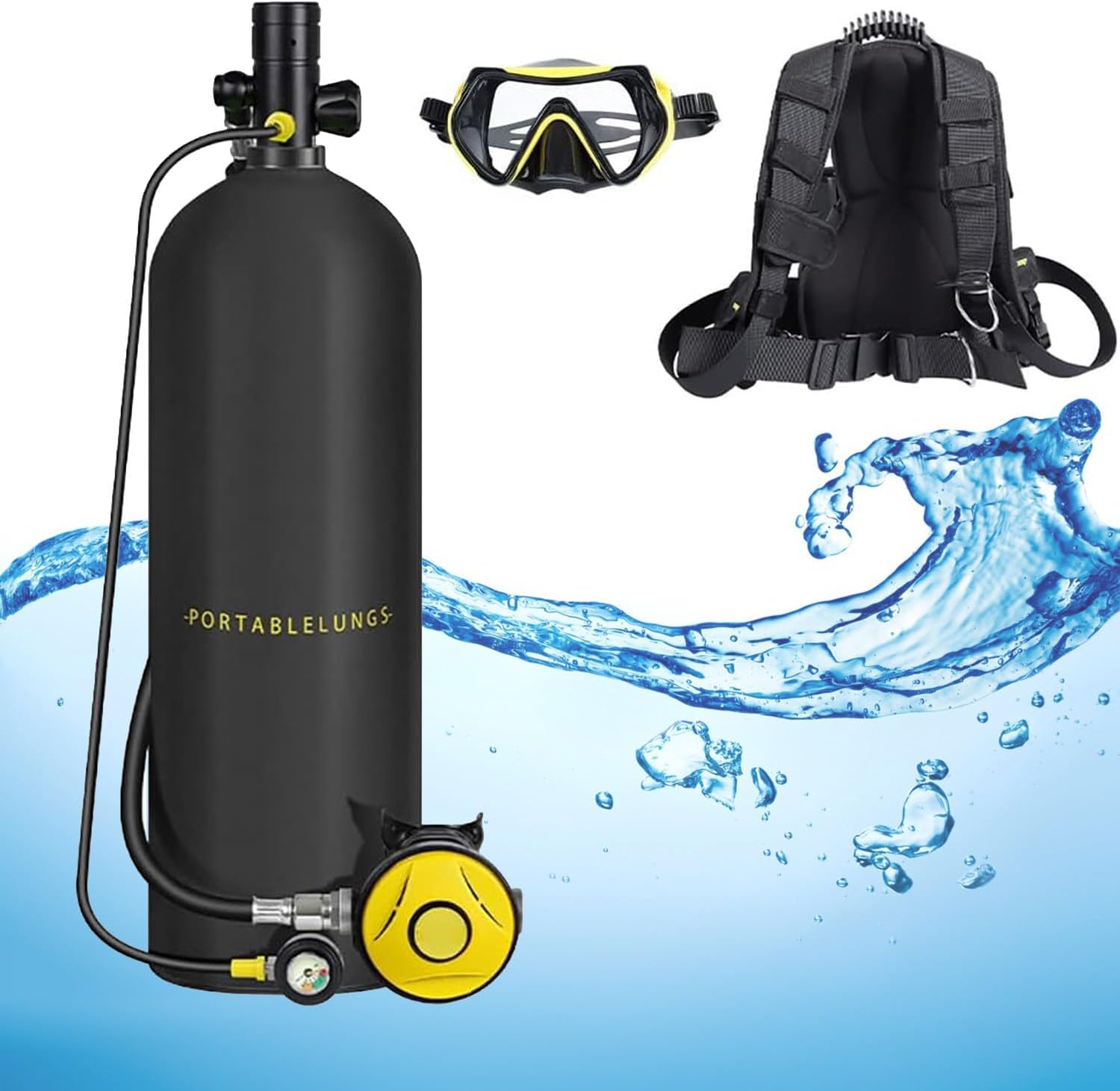 Mini Scuba Tank,3L/4L Diving Tank，Scuba Diving Tank 30-60 Minutes Underwater Breathing Device Scuba Diving Gear for Underwater Entertainment Rescue,A-3L