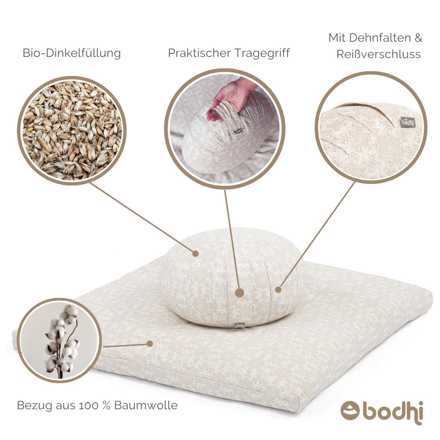 Bodhi Meditatiekussen ZAFU | 34 cm | Maharaja Collectie | Yogakussen