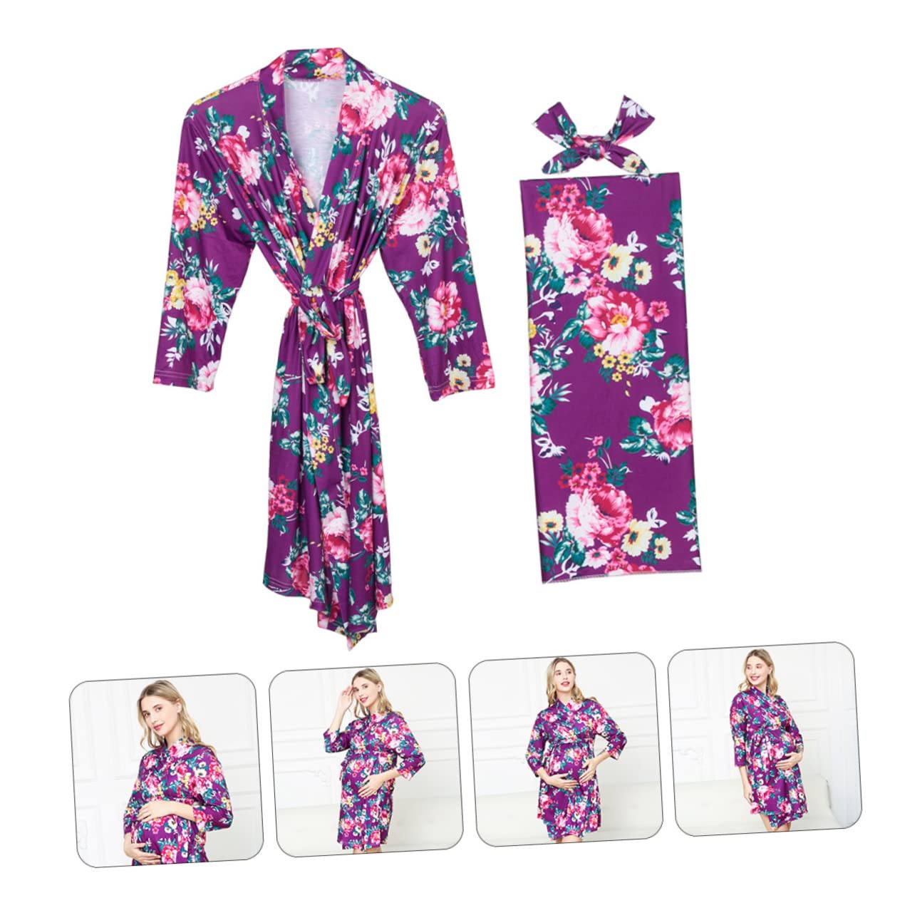 SHERCHPRY Camicia Da Notte Premaman Cardigan Trasparente Per Le Donne Coperta Per Neonati Da Allattamento Per Le Donne Che Allattano Da Sposa Cardigan Da Salotto Cotone