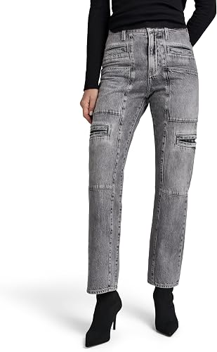 G-STAR Women's Viktoria Utility High Straight Jeans, Faded Grey Neblina D24566-d