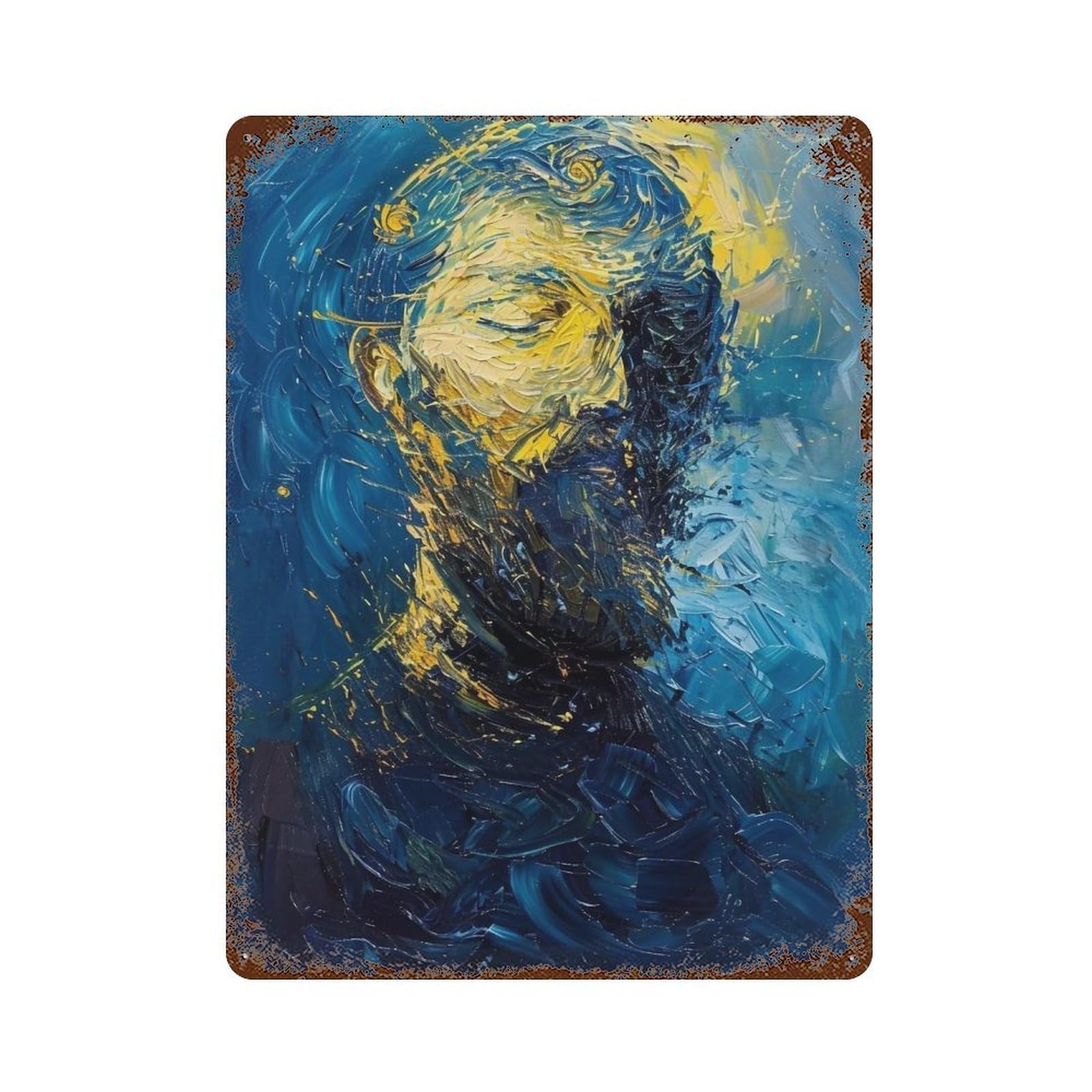 YHGERTKU The Starry Night Artist 01 Wall Art Retro Iron Vintage Metal Tin Sign Poster Modern Decor for Living Rooms Gift 40x30cm