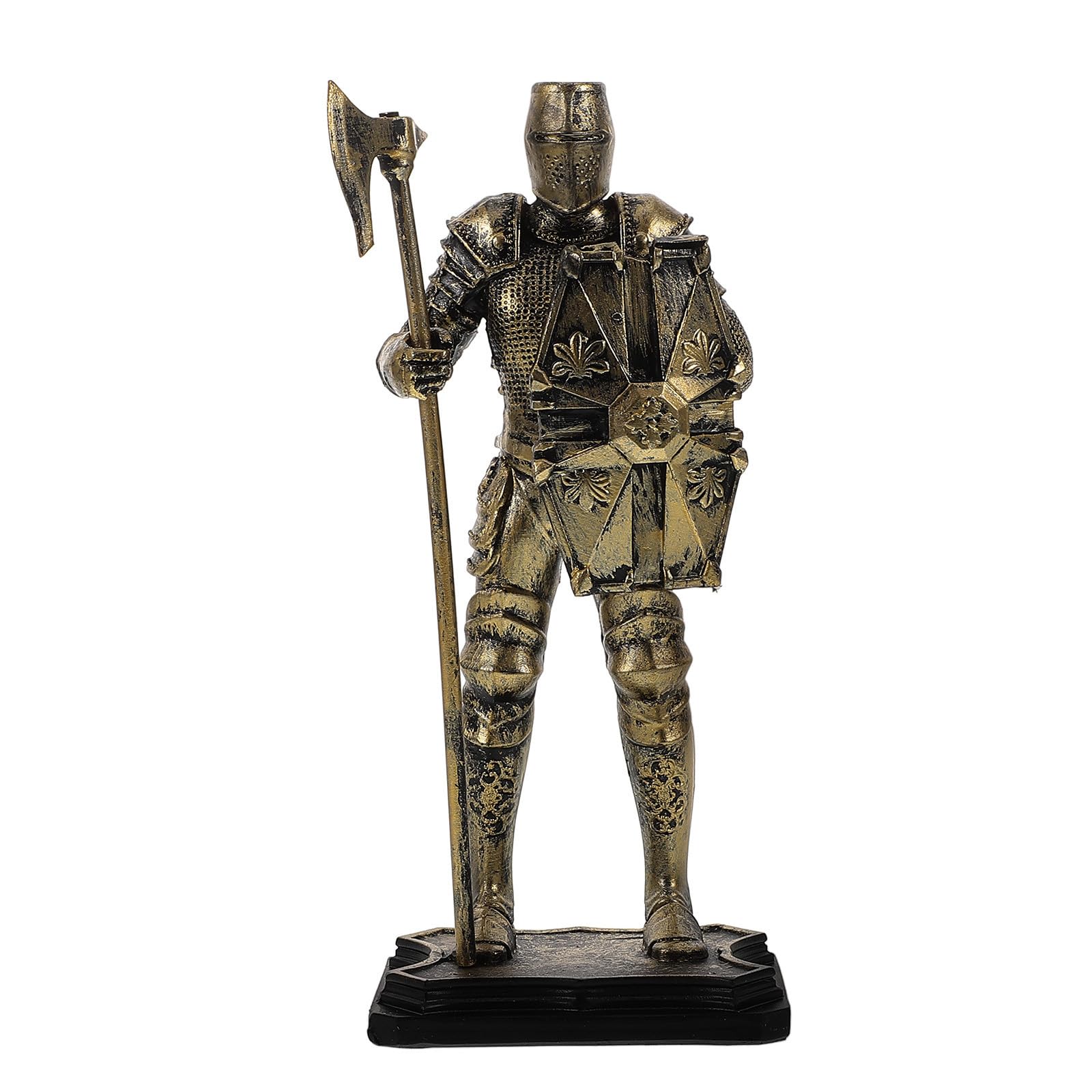 Operitacx 4 Piezas Estatua de Caballero Medieval de Resina Dorada, Figura