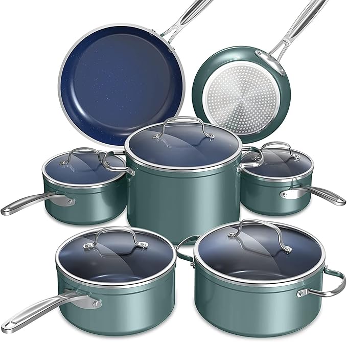 Nuwave 12pc Lightweight Cookware Set, G10 Healthy Duralon Blue Ceramic Ultra
