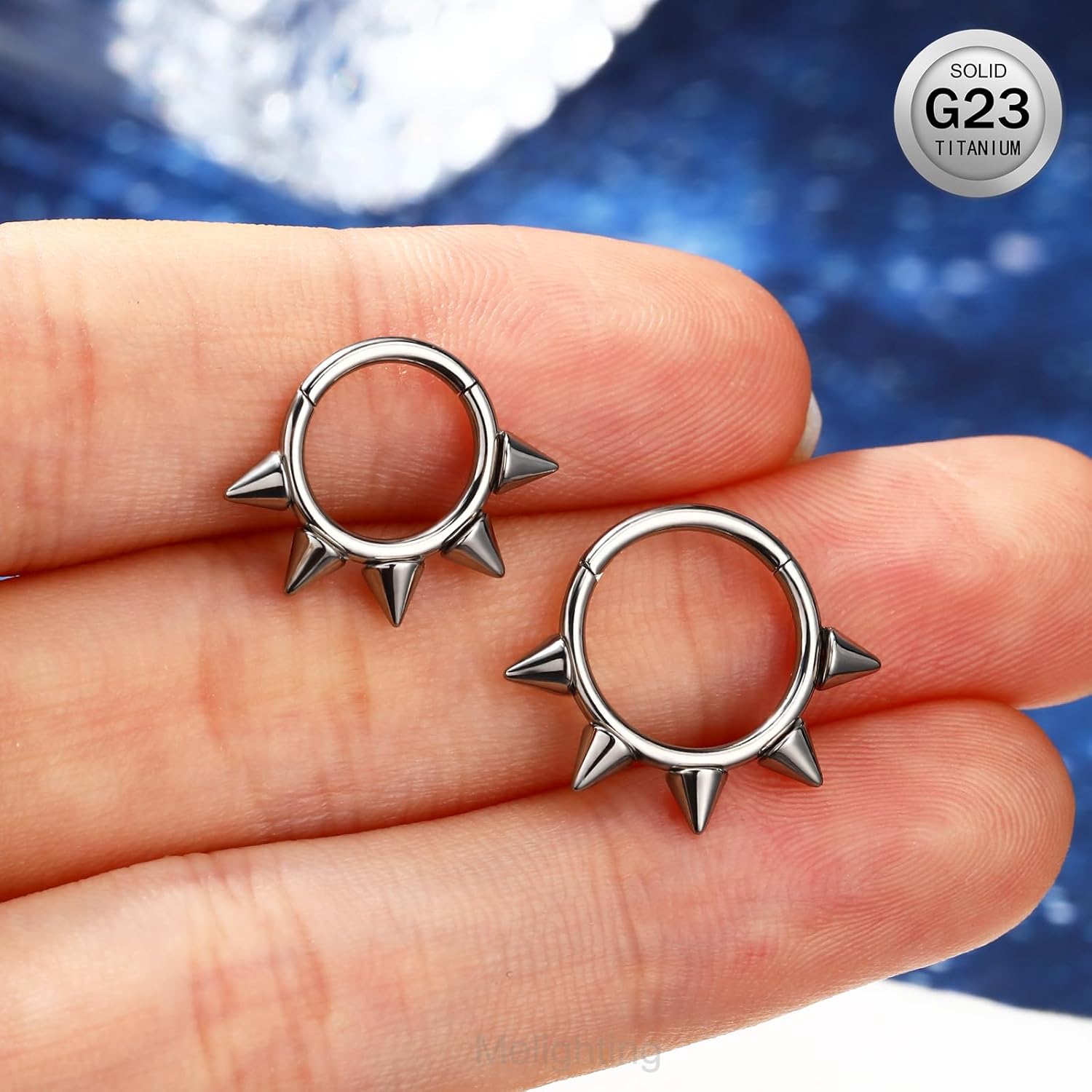 Melighting Titanium Septum Ring 16G Spike Septum Jewelry Titanium Daith Piercing Jewelry SpikeCartilage Earring Tragus Piercing Jewelry for Women - Image 2