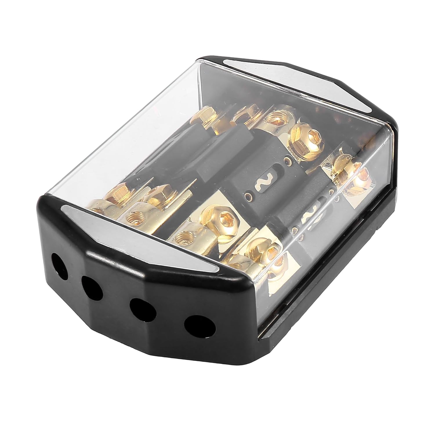 X AUTOHAUX Car Stereo Audio Inline ANL Fuse Holder 4 Way with Fuse 1 x 0GA 4 x 4GA Distribution Block