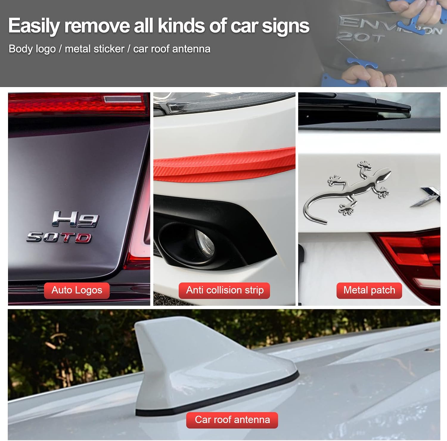 FOSHIO PlateLine Remover, Aluminum Alloy Car Surface Logo Emblem Remover with Extra 3PCS 60CM PE Cables for Window Film Installation