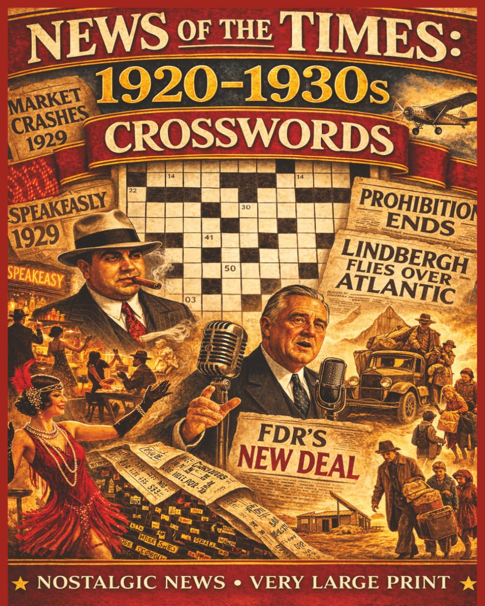 1920s-1930s Crossword Puzzles, News of the Times: 50 Nostalgic Large Print Puzzles Featuring the Roaring Twenties, Great Depression & Events That ... Era (MEMORY CARE PUZZLES- NEWS OF THE TIMES)