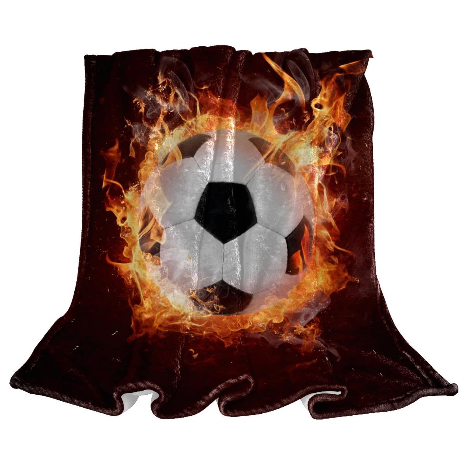 Couverture polaire soccer fire douce en microfibre, le cadeau idéal pour fan de foot