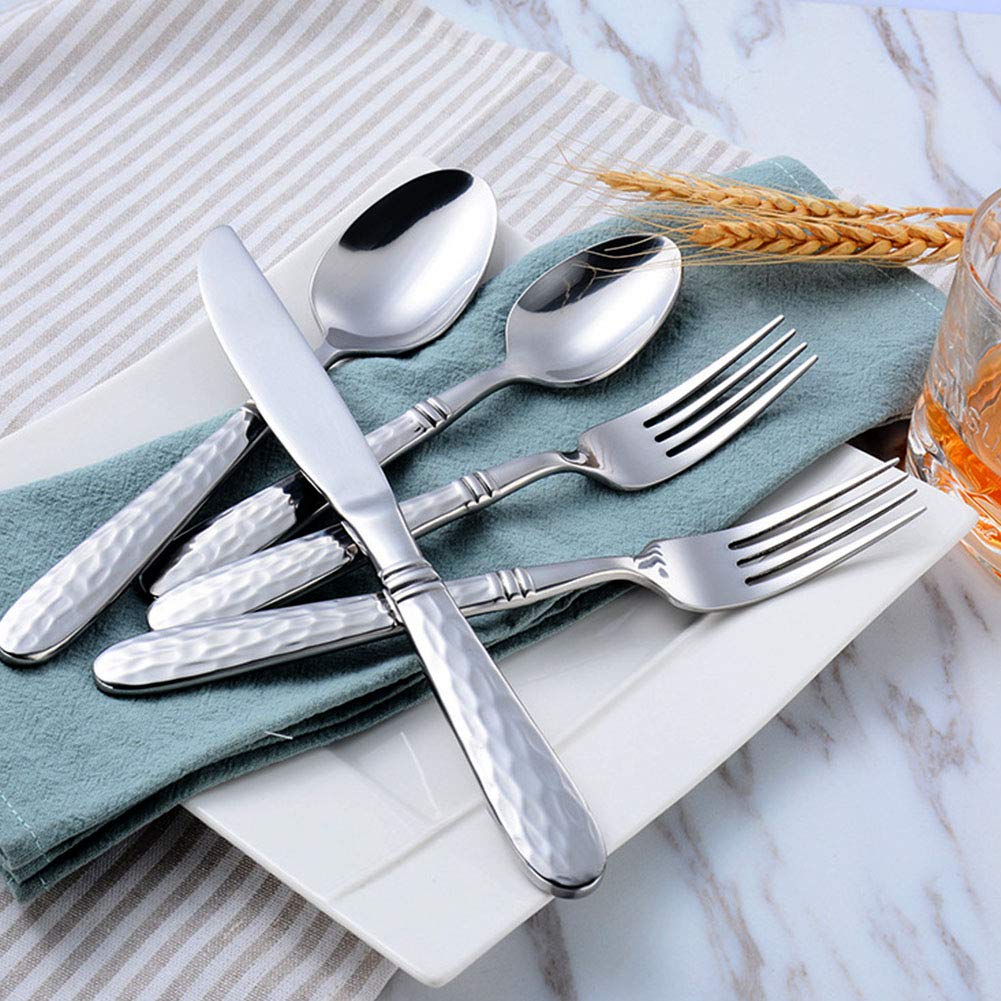 Genérico Juego De Cubiertos De Acero Inoxidable, 20 Piezas De Cubiertos para 4 Personas, Cubiertos Aptos para Lavavajillas, Cubiertos con Mango De Rejilla, Cubiertos De Banquete De Alta Gama