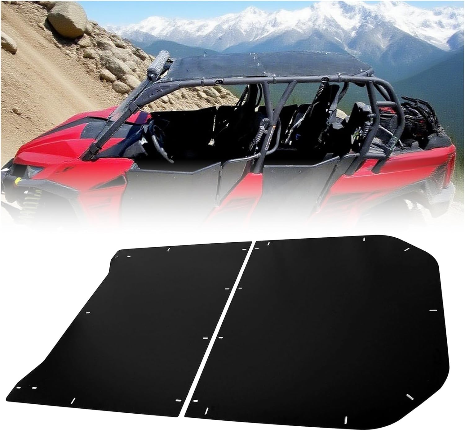 ALMULOO Aluminum Hard Roof Top Compatible with 2013-2018 Can-Am Maverick Max/Commander Max 4 Seaters Doors Top Roof Black