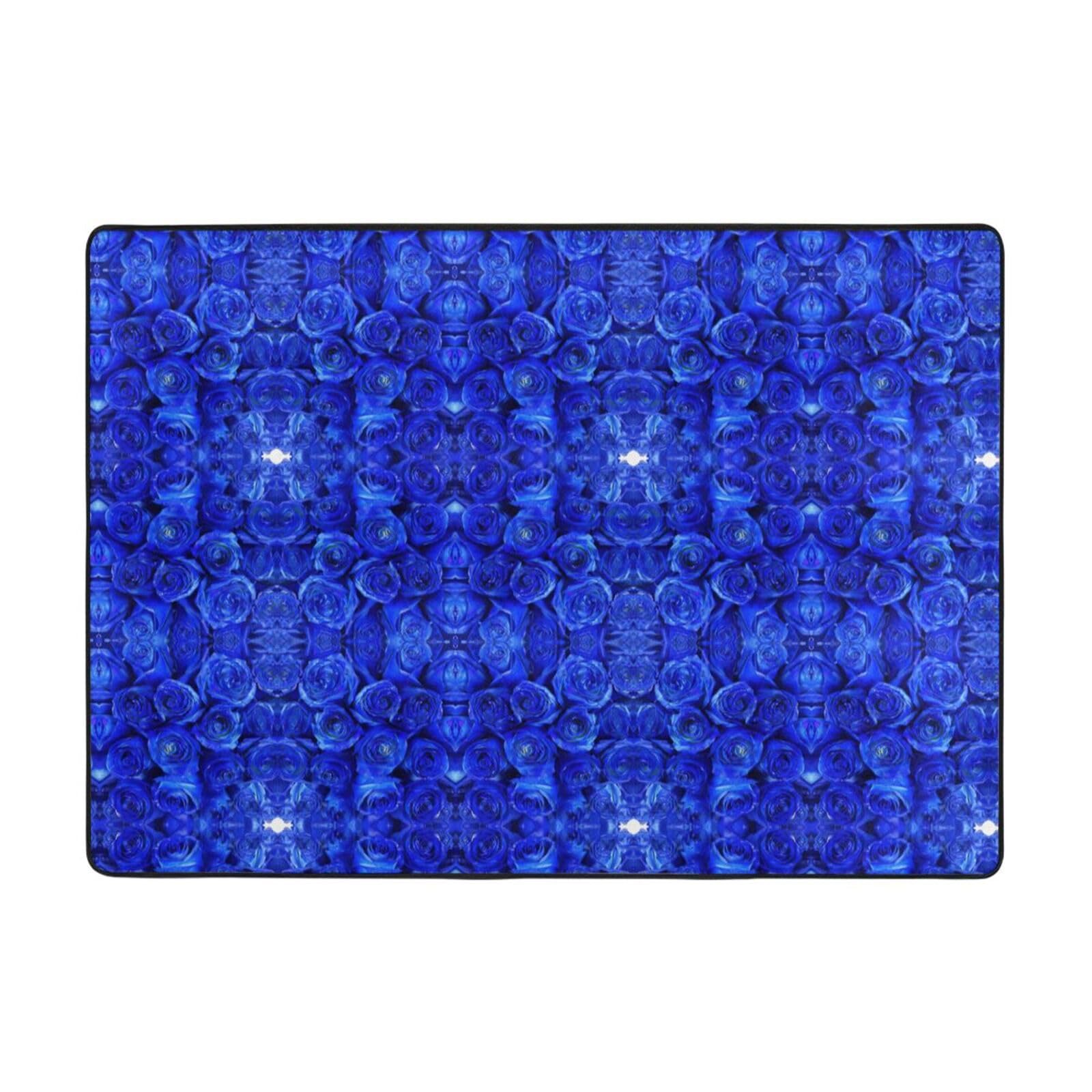Tapis imprimé rose bleu anti-bruit pour bureau et salon cocooning
