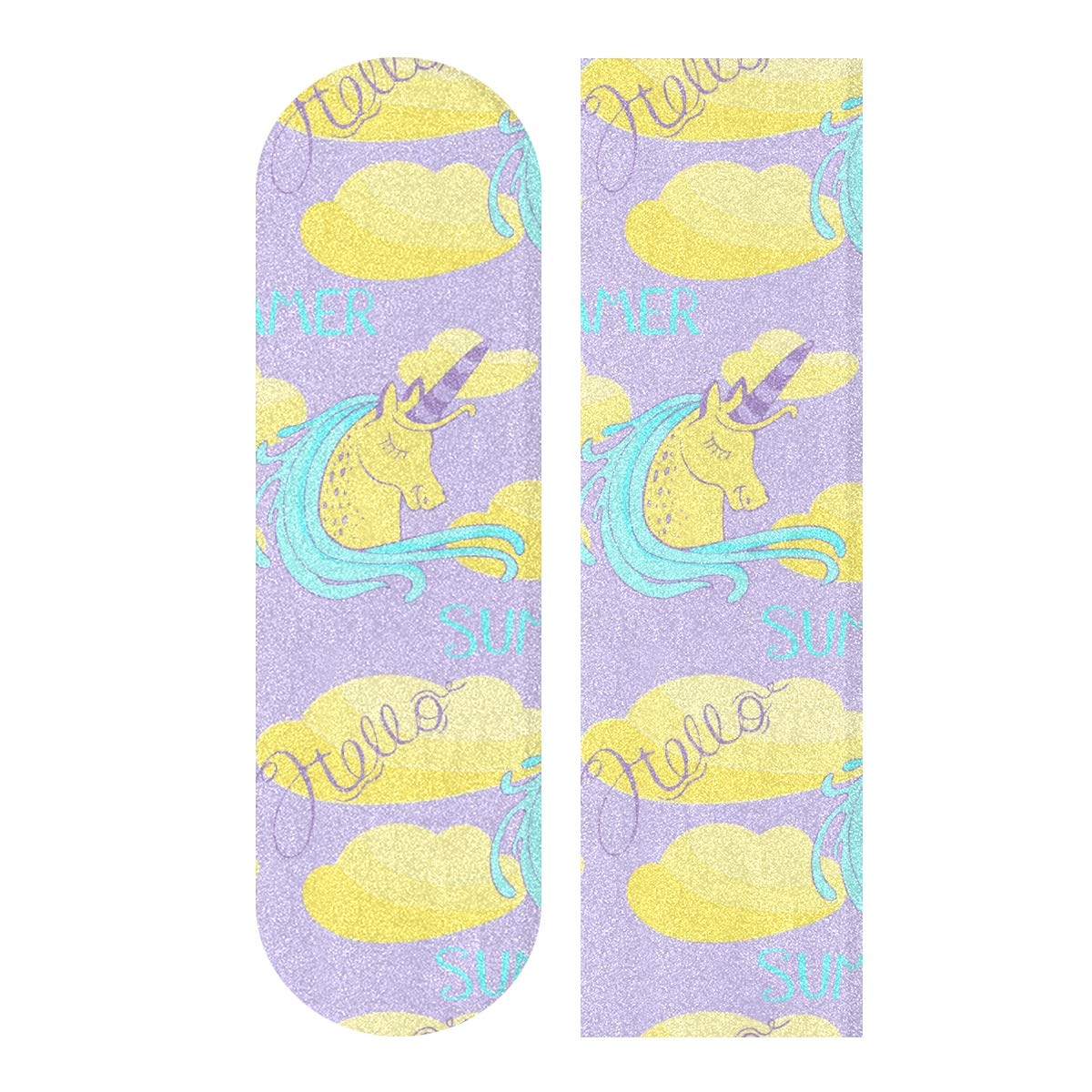 Hupery Skateboard Grip Tape Longboard Griptape Unicorns Clouds Waterproof Grip Tape Sheet Sticker Deck Sandpaper Griptape 33.1x 9.1 inch