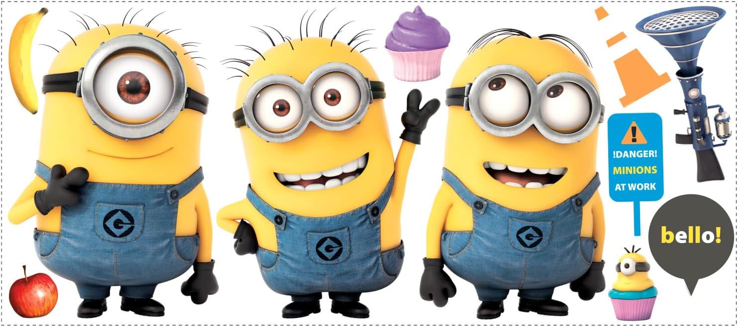 Minions RoomMates RMK2081GM Despicable Me 2 12" x 48.5" Yellow Giant Giant Wall Decals, 11 Pieces