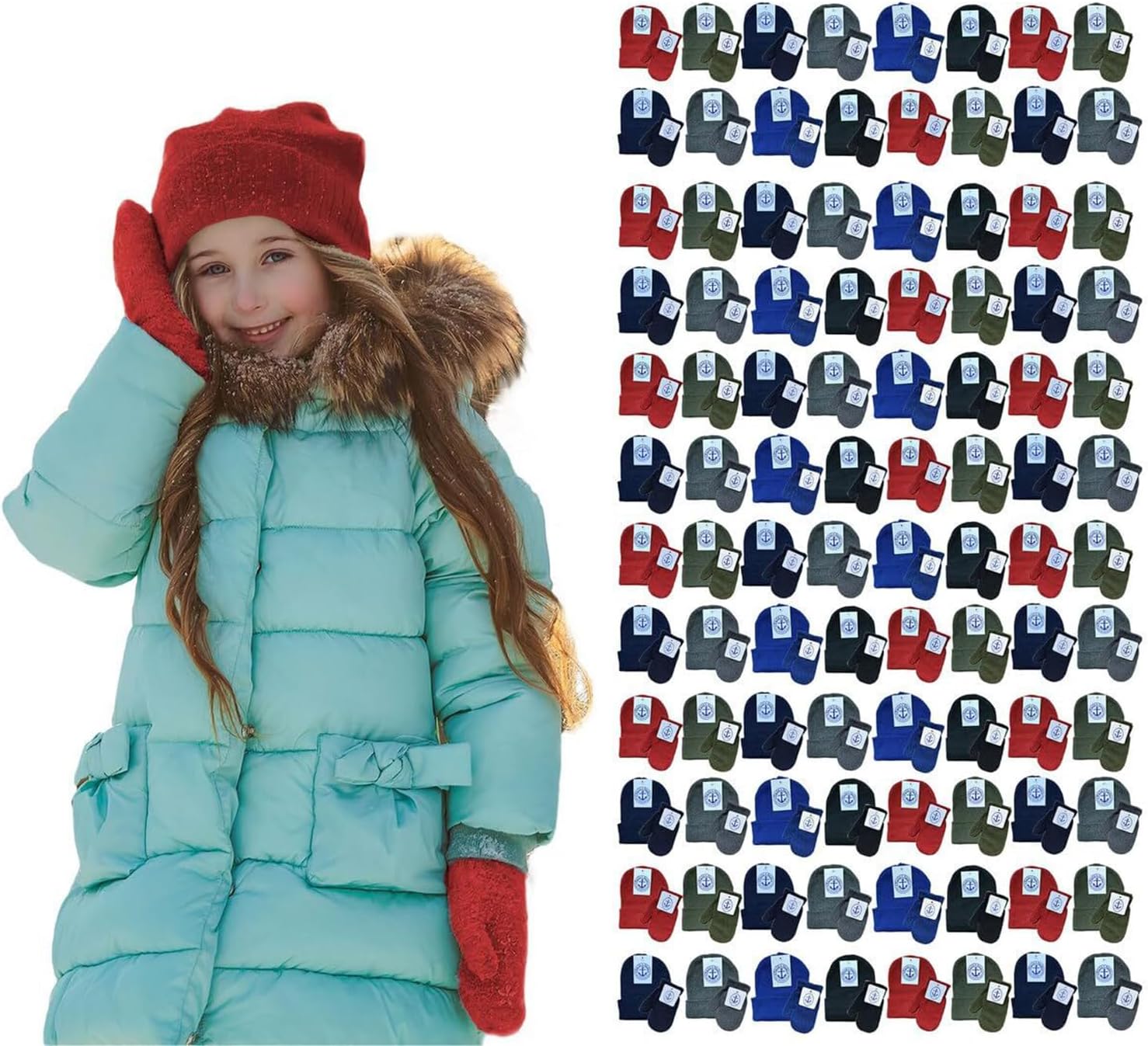 Yacht & Smith Wholesale Beanie & Glove Winter Bulk Kit, Kids Bulk Sets, Homeless Donation Shelters