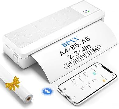 P83 Portable Printer Wireless Travel, Inkless Thermal Printer, Support 8.5" x 11" and A4 Thermal Paper, Bluetooth Mobile Printer Compatible with iPhone Android Laptop, White