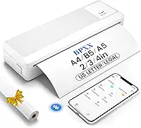Impressora portátil P83 para viagem sem fio, impressora térmica sem tinta, suporta 21,6 cm x 28 cm e papel térmico A4, impressora móvel Bluetooth compatível com iPhone e laptop Android, branca