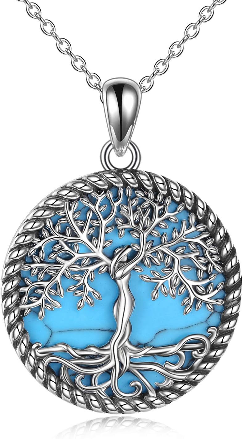ONEFINITY Tree of Life Necklace for Women Sterling Silver Abalone Shell Crystal Tree of Life Pendant Necklace Family Tree Jewelry for Mom Daughter Sister Girls Christmas Gifts