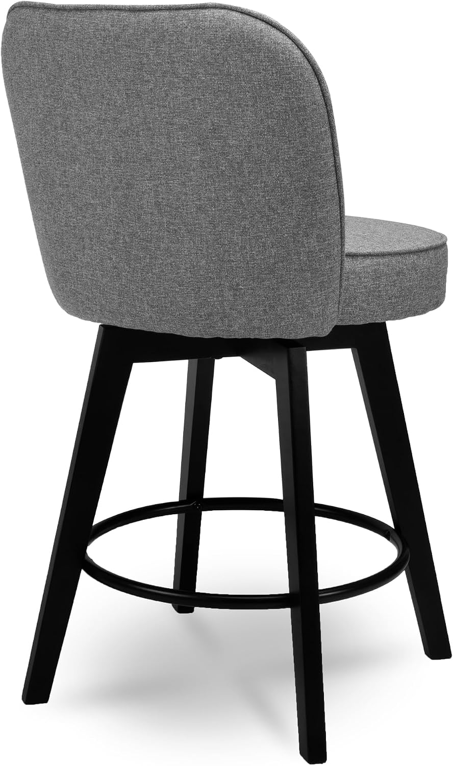 MINCETA 360° Swivel Bar Stools Set of 4, 26 Inch Counter Height Bar Stool with Shell Backrest, Fabric Upholstered Bar Chair with with Footrest, for Kitchen Island, Home Bar, Performance Fabric, Gray