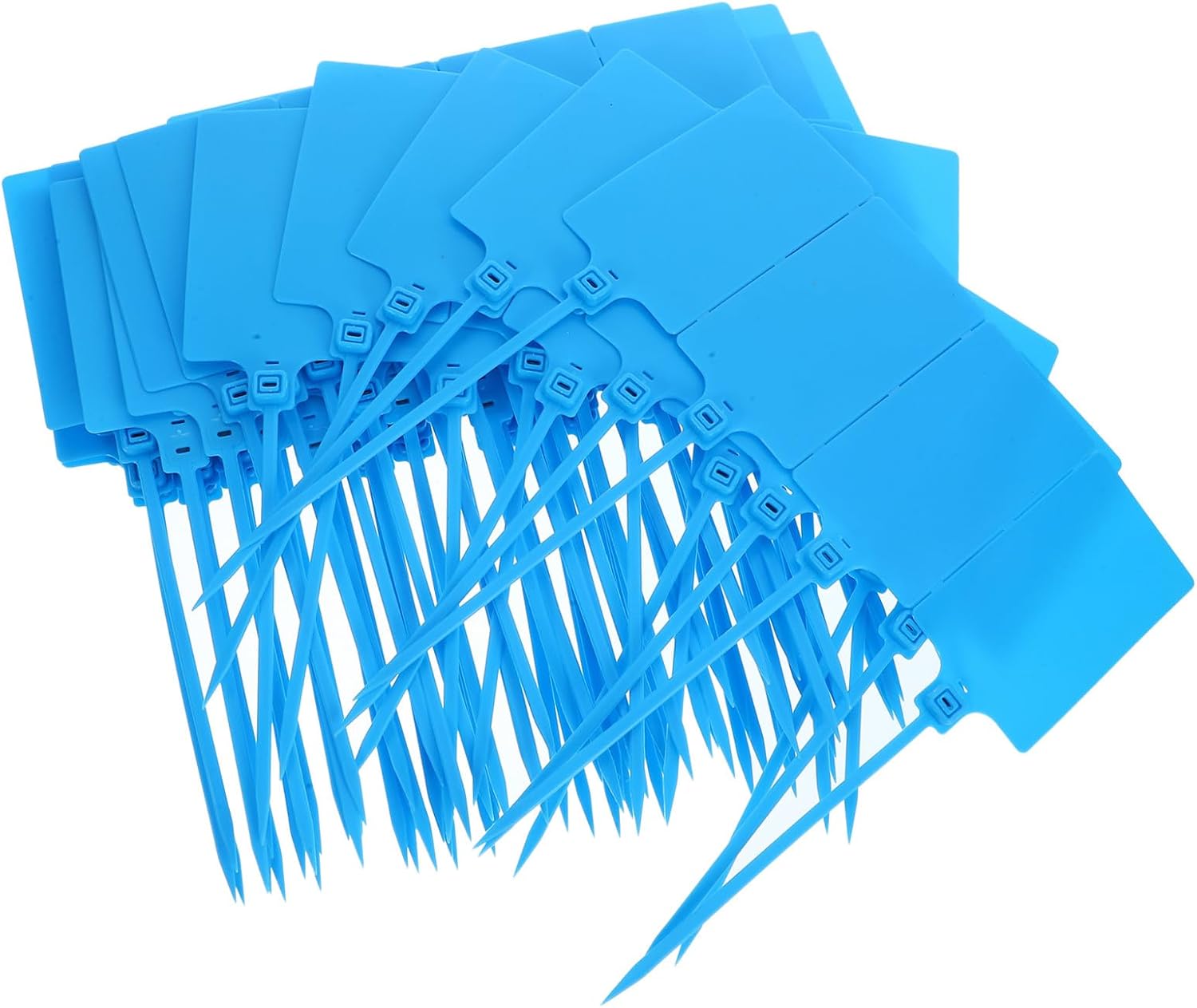 Luxshiny 100pcs Blue Plastic Shipping Labels with Wire 5.8x100mm Sturdy Blank Tag Ornament for Luggage and Industrial Packaging