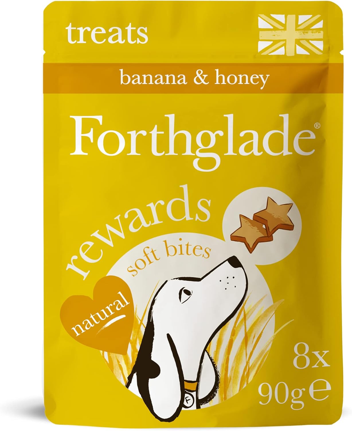 Forthglade Natural Dog Treats Banana and Honey Plant Based & Grain Free Soft Bites (8 x 90g