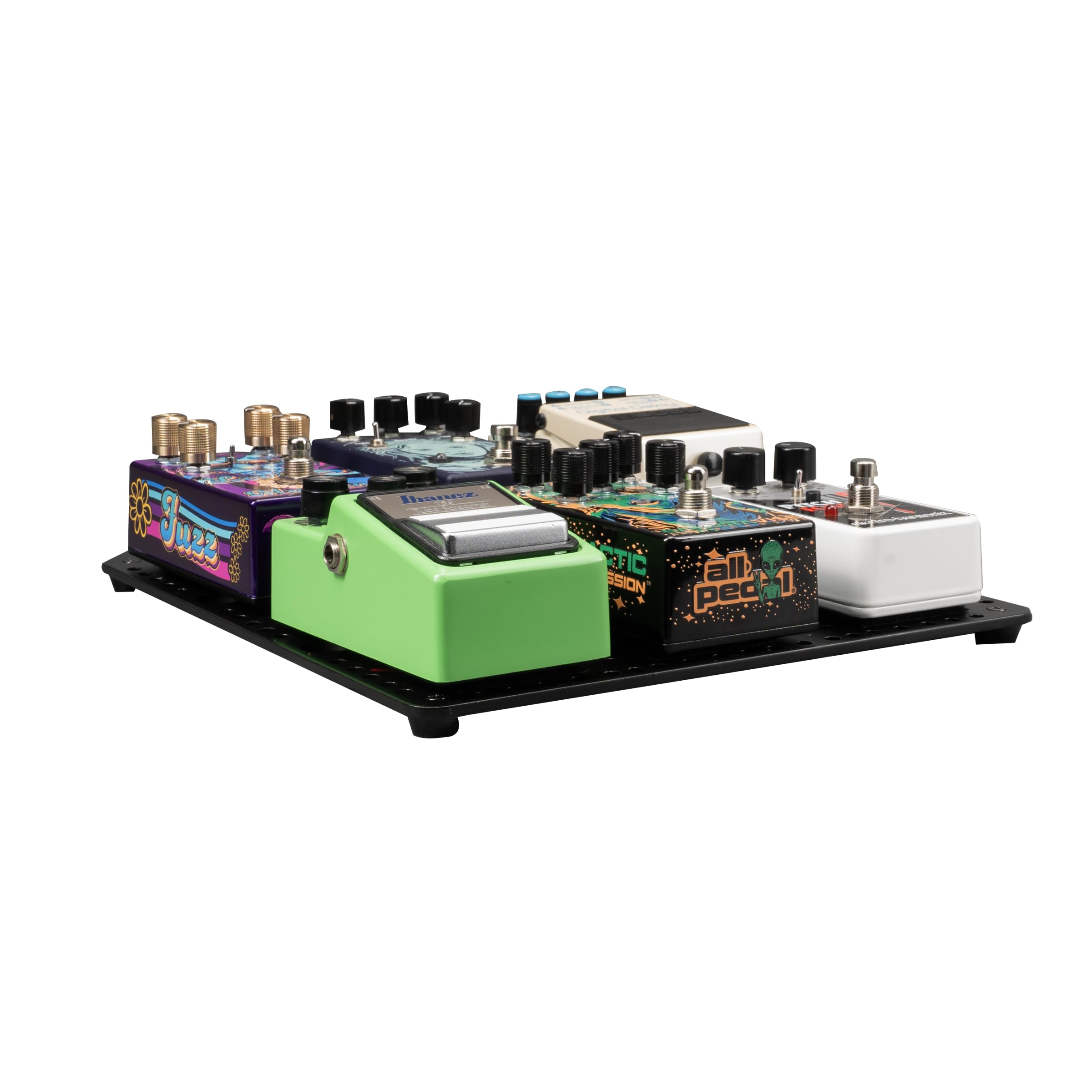 Gator Cases Kompaktes Pedalboard aus Metall – 26 x 27,3 cm Fläche – Für bis zu 6 Standard- oder 8 Mini-Pedale – Passend für Gator Gigbags – Inkl. Klettband (PB-POCKETBOARD), Schwarz