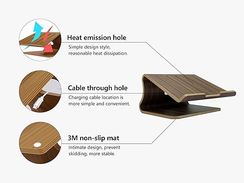 Miniatura 2 de Soporte de madera para laptop, soporte para laptop, soporte de madera para computadora portátil, soporte de madera para computadora de escritorio,
