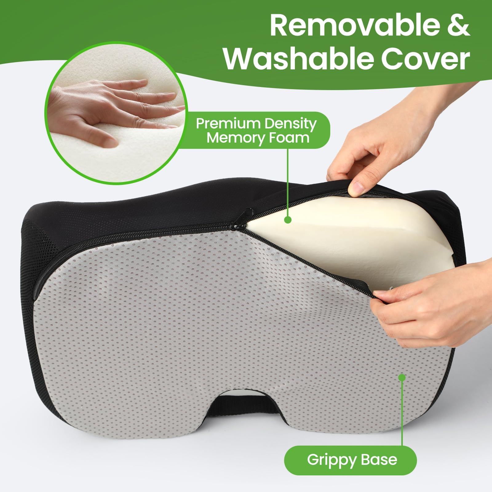 Benazcap Cuscino Ergonomico Sedia Ufficio, Cuscino di Seduta Ortopedico per Alleviare la Pressione di Coccige, Sciatica, Cuscino di Seduta in Memory per Sedia a Rotelle, Sedile Auto