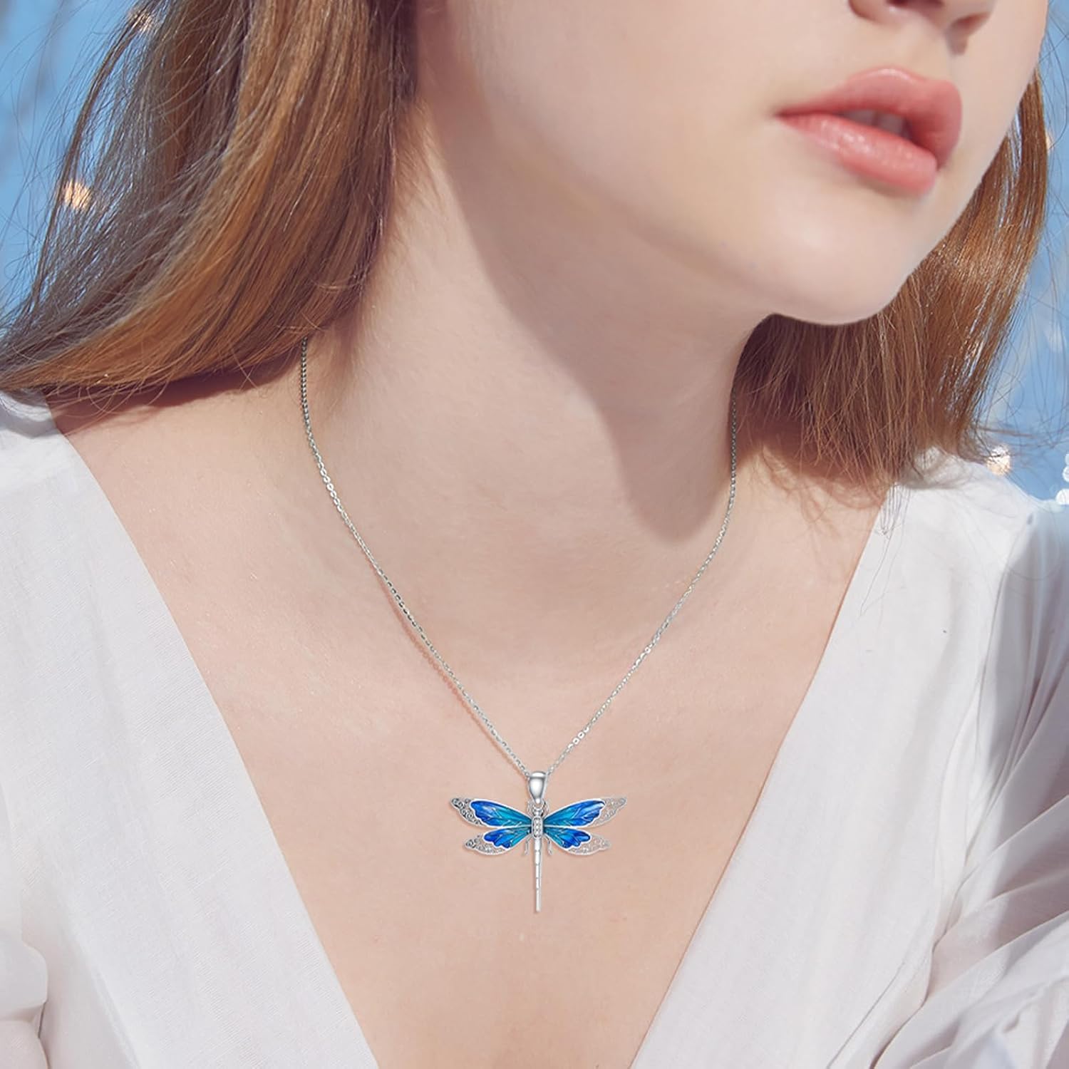 Lab Grown Diamond Dragonfly Necklace for Women in 925 Sterling Silver - Image 2