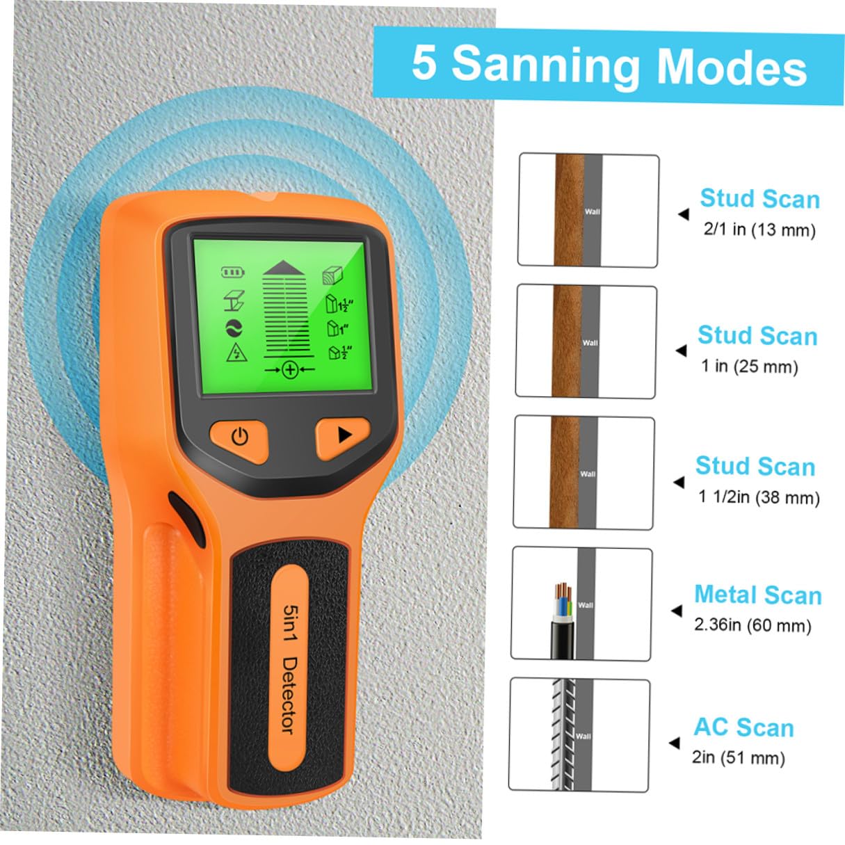 Détecteur de Métaux pour Détecter Fils et Montants Mural Multifonction avec Écran LCD, Capteur ABS Précis pour Projets de Rénovation à Domicile