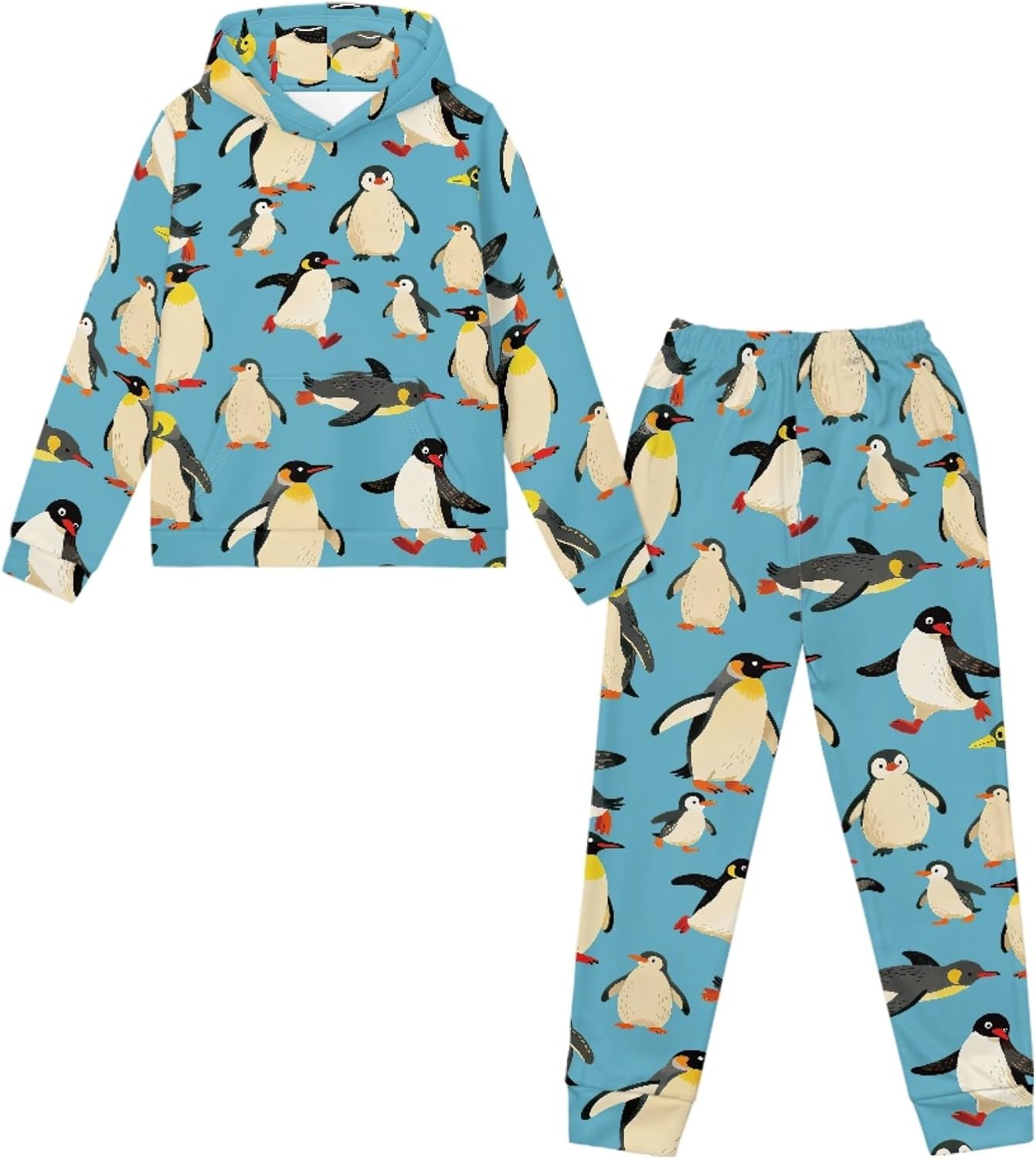 Cool Hoodies Set for Boys Casual Comfy Pullover Sweatshirt And Baggy Pants Pullover 2 Piece Sweatsuit Set