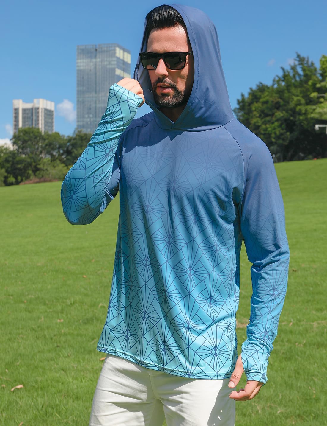 iCKER Men's UPF 50+ Sun Protection Hoodie Shirt Rash Guard Long Sleeve Shirt UV Fishing Outdoor Hiking Swimming Running - Image 4