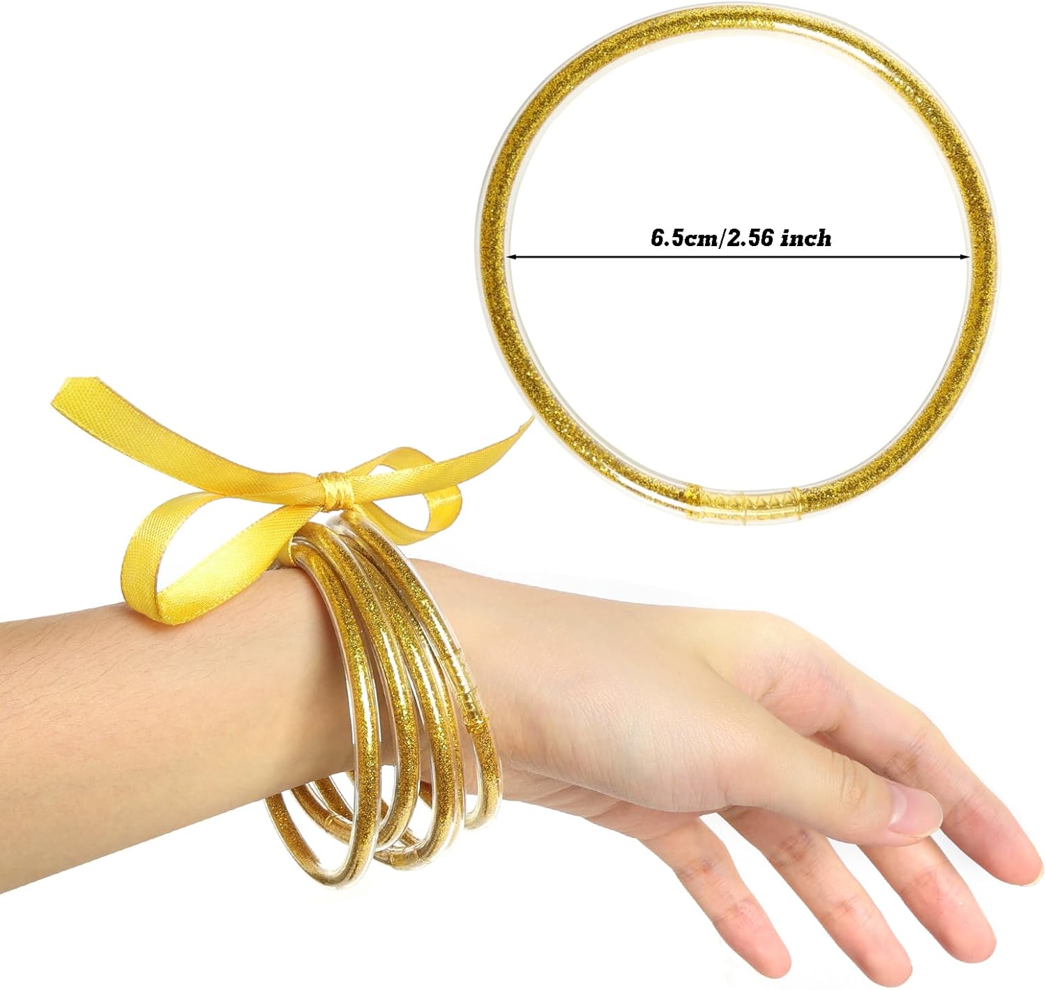 SUMERSHA 10Pcs Glitter Jelly Bangles Bracelets for Women Soft Silicone Glitter Filled Bracelets Sparkling Fashion Bangles - Image 2