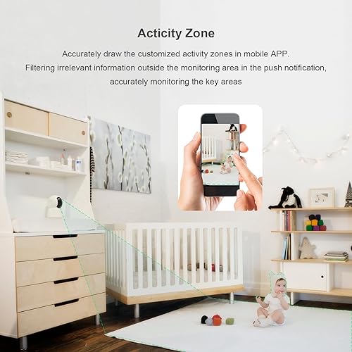 Miniatura 4 de Cámara para mascotas, cámara de seguridad para interiores 2K con aplicación de teléfono, cámara de monitor de bebé con detección de movimiento de