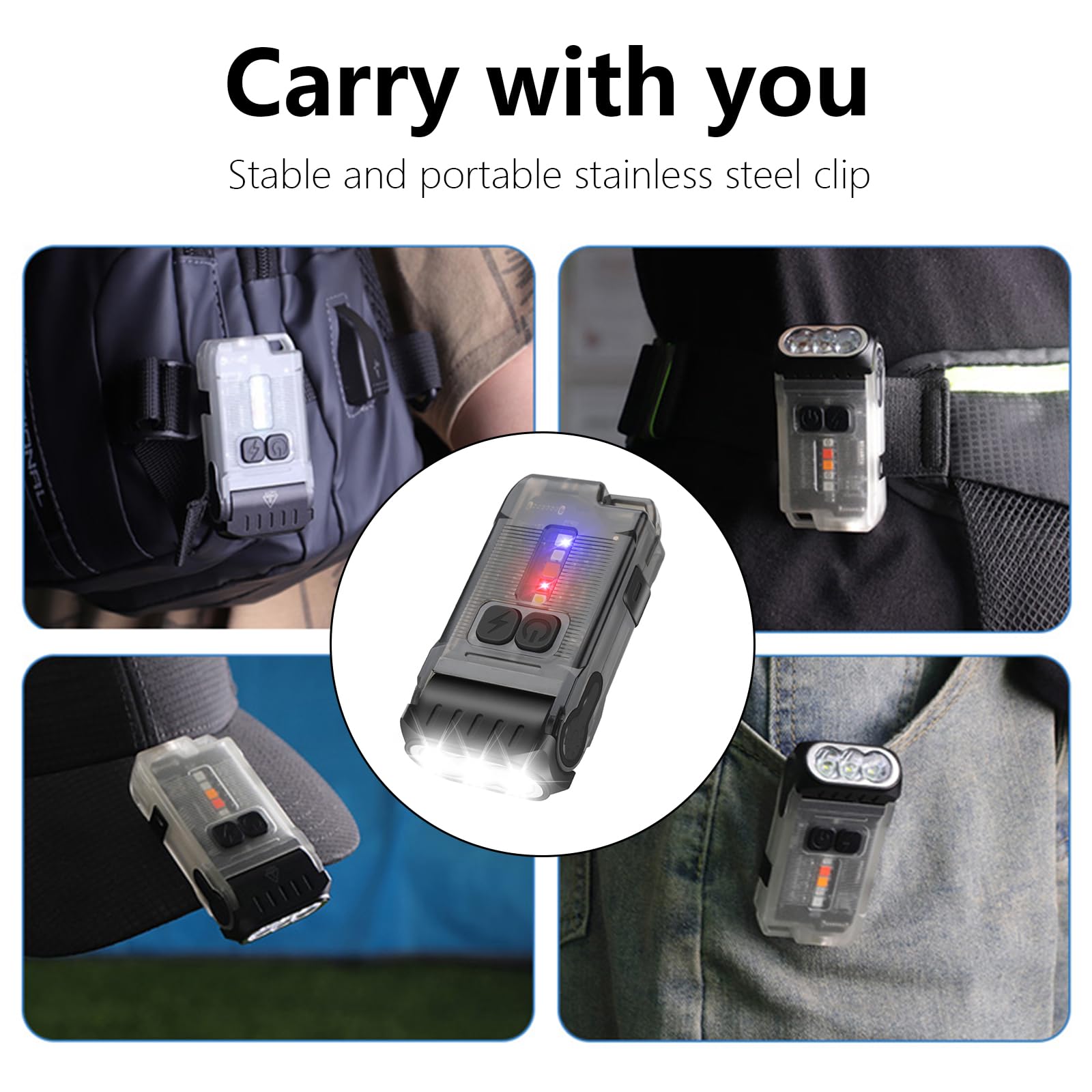 Torcia a LED Torcia Piccola Clip Cappello Torcia Torcia Campeggio Tasca Torcia Impermeabile Torcia Outdoor Torcia