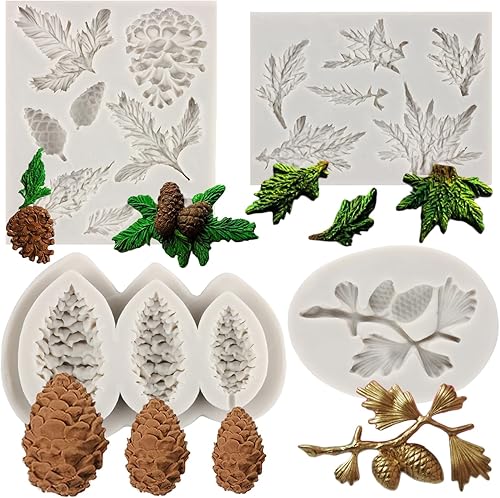 Molde de silicona para árbol de ramas de pino de Navidad, molde de fondant de piña para decoración de pasteles de Navidad, decoración de cupcakes,