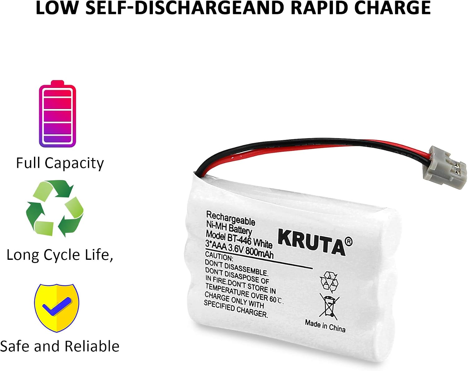 BT-446 Rechargeable Cordless Phone Battery for Uniden BT-446 BT446, BP-446 BP446, BT-1005 BT1005, TRU9460, TRU9465, TRU9480, TCX-800 (Pack 3)