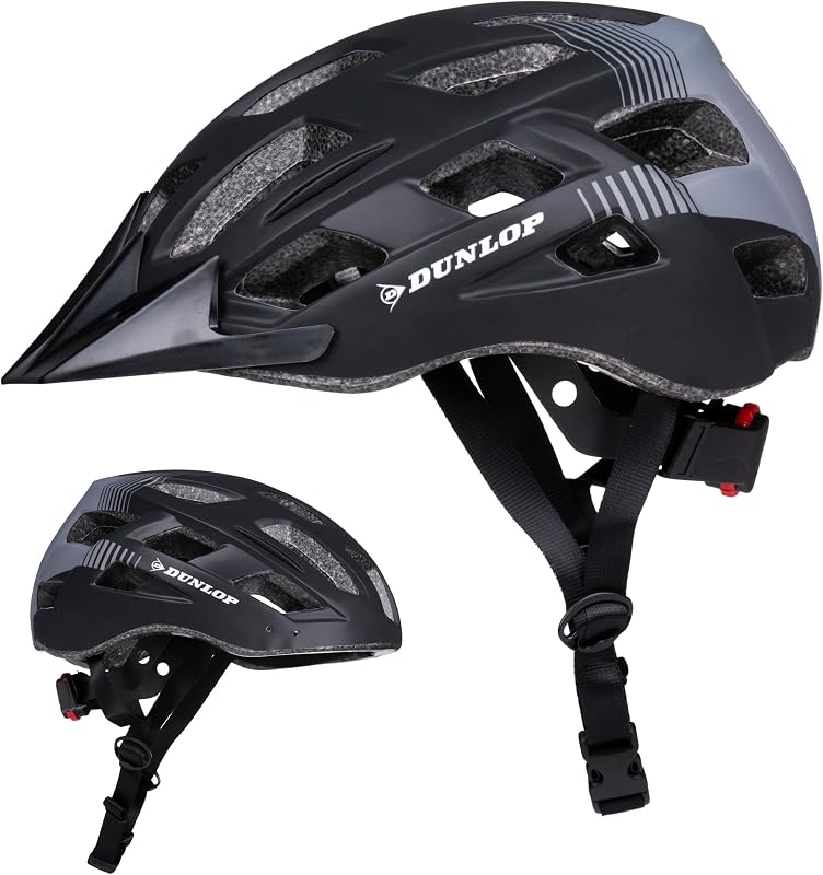 Dunlop kerékpáros sisak LED világítással - M (55-58 cm), fekete