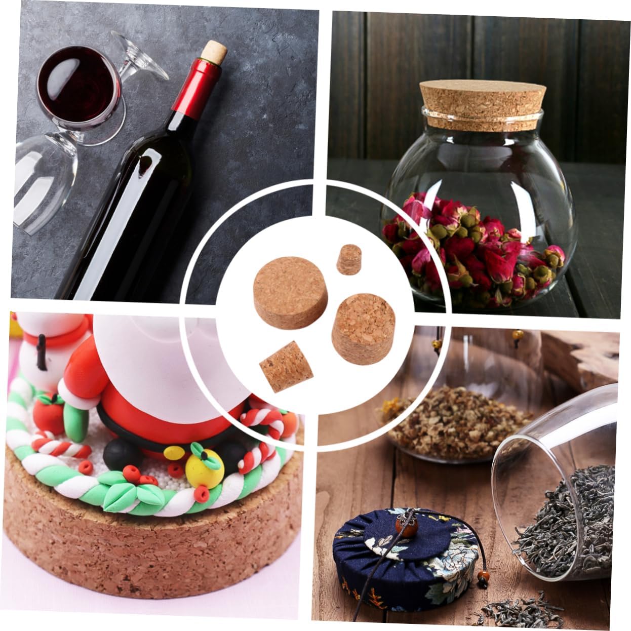 Amosfun 30pcs Eco-friendly Cork Wine Bottle Stopper Set Sealing Wine Cork Holder for Bar
