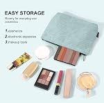 MAANGE Cosmetic Bags for Women Small Makeup Bag for Purse Corduroy Makeup Pouch Travel Makeup Bag with Metal Zipper Make Up Bag (Beige)