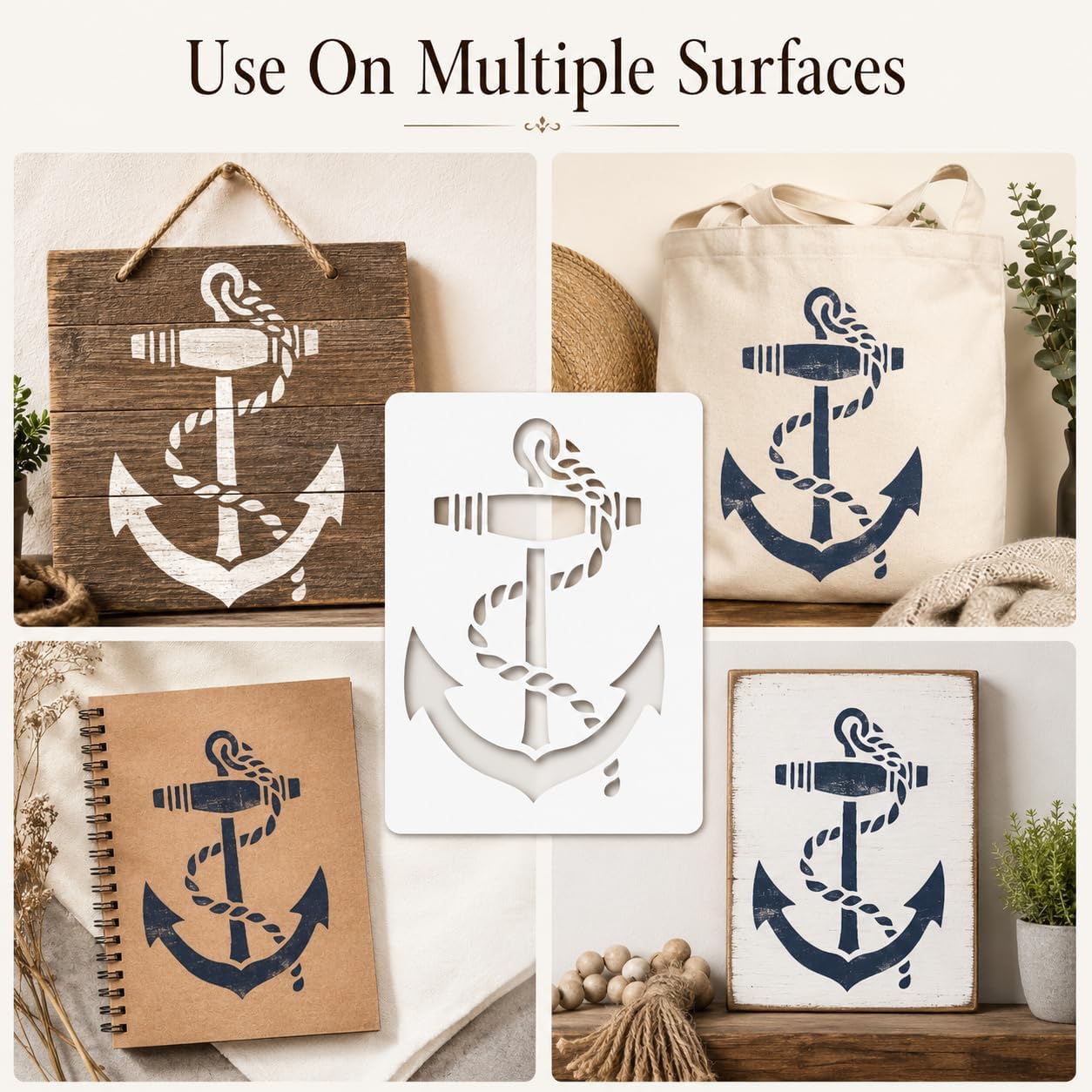 Anchor Stencil Template - Reusable Nautical Theme Stencils for Painting on Wood, Glass, Wall Rock, Walls, Canvas, Glassware, Spray Painting, Airbrushing, Crafts (7x9) image 5