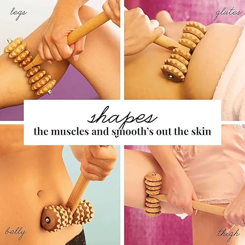 Miniatura 5 de tuuli Accesorios Maderotherapy Set de madera masajeador Rodillo trasero Celulitis Dispositivo de drenaje linfático Copa sueca