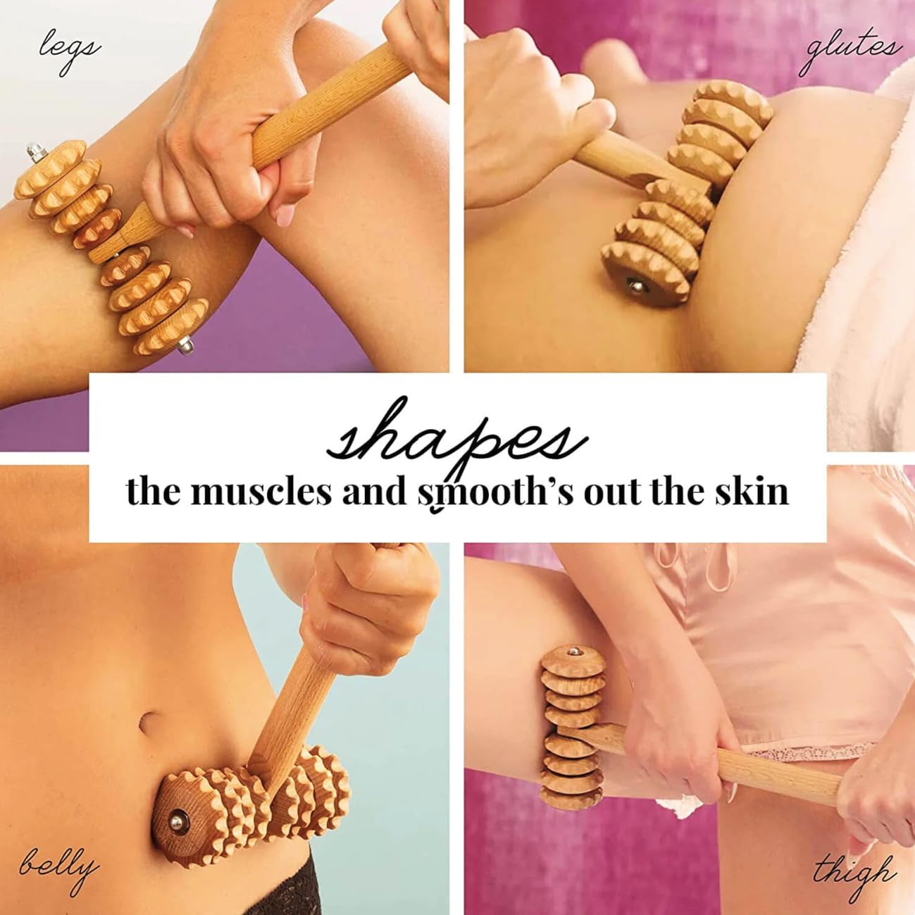 tuuli Accessories Maderoterapia, set massaggiatore per schiena, rullo di cellulite, dispositivo di drenaggio linfatico, tazza svedese