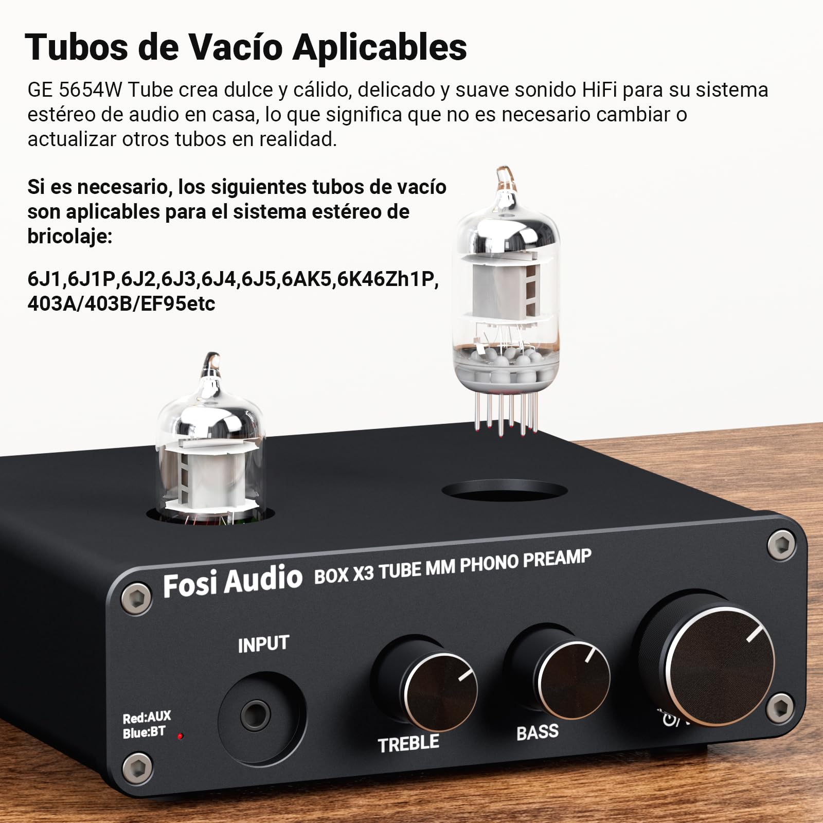 Fosi Audio Box X3 Preamplificador de válvulas Bluetooth para giradiscos MM Preamplificador de Fono Mini preamplificador Hi-Fi estéreo para Sistema de Sonido de Tocadiscos de Audio doméstico
